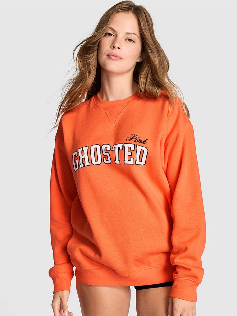 New Large VS PINK Orange Ghosted Crewneck Sweatshirt Halloween 2026 Jacket